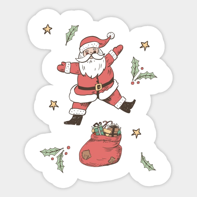 Cute Retro Leaf Santa Sticker by SWON Design